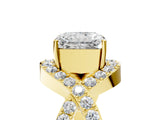 Yellow gold Radiant Solitaire Twist Band Pavé Diamond Engagement Ring_60