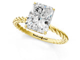 Yellow gold Radiant Solitaire Twist Band Ring with Four-Prong Setting_69