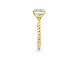 Yellow gold Radiant Solitaire Twist Band Ring with Four-Prong Setting_70