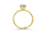 Yellow gold Radiant Solitaire Twist Band Ring with Four-Prong Setting_71