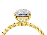 Yellow gold Radiant Solitaire Twist Band Ring with Four-Prong Setting_72