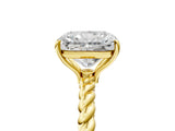 Yellow gold Radiant Solitaire Twist Band Ring with Four-Prong Setting_73