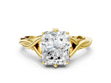 Yellow gold Radiant Solitaire Twist Band Six-Prong Setting 1