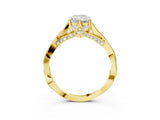 Yellow gold Radiant Solitaire Twist Band Six-Prong Setting 4