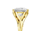 Yellow gold Radiant Solitaire Twist Band Six-Prong Setting