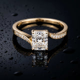 Yellow gold Radiant Solitaire Twist Band with Channel-Set Diamonds and Four-Prong Setting_5