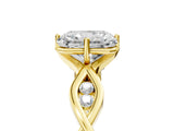 Yellow gold Radiant Solitaire Twist Band with Leaf Prong Setting 1