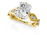 Yellow gold Radiant Solitaire Twist Band with Leaf Prong Setting 3