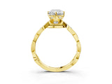 Yellow gold Radiant Solitaire Twist Band with Leaf Prong Setting 5