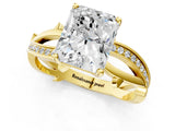 Yellow gold Radiant Solitaire Twist Band with Pavé Accents and Four-Prong Setting_23