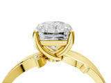Yellow gold Radiant Solitaire Twist Band with Pavé Accents and Four-Prong Setting_26