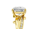 Yellow gold Radiant Solitaire Twist Band with Pavé Accents and Four-Prong Setting_27
