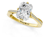 Yellow gold Radiant Solitaire Twist Band with Pavé Diamonds and Four-Prong Setting_58