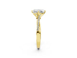 Yellow gold Radiant Solitaire Twist Band with Pavé Diamonds and Four-Prong Setting_59