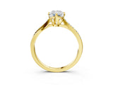 Yellow gold Radiant Solitaire Twist Band with Pavé Diamonds and Four-Prong Setting_60