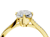 Yellow gold Radiant Solitaire Twist Band with Pavé Diamonds and Four-Prong Setting_61