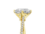 Yellow gold Radiant Solitaire Twist Band with Pavé Diamonds and Four-Prong Setting_62