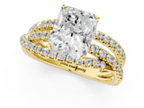 Yellow gold Radiant Solitaire Twist Band with Pavé Setting and Four-Prong Setting_131