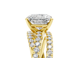 Yellow gold Radiant Solitaire Twist Band with Pavé Setting and Four-Prong Setting_135