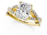 Yellow gold Radiant Solitaire Twist Band with Pavé Setting and Four-Prong Setting_32