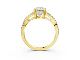 Yellow gold Radiant Solitaire Twist Band with Pavé Setting and Four-Prong Setting_34