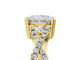 Yellow gold Radiant Solitaire Twist Band with Pavé Setting and Four-Prong Setting_36
