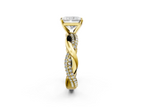 Yellow gold Radiant Solitaire Twist Band with Pave Prong Setting_66
