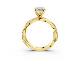 Yellow gold Radiant Solitaire Twist Band with Pave Prong Setting_67