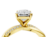 Yellow gold Radiant Solitaire Twist Band with Pave Prong Setting_68