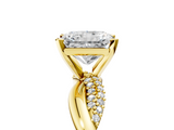 Yellow gold Radiant Solitaire Twist Band with Pave Prong Setting_69