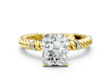 Yellow gold Radiant Solitaire Twisted Band Prong Set Engagement Ring_67