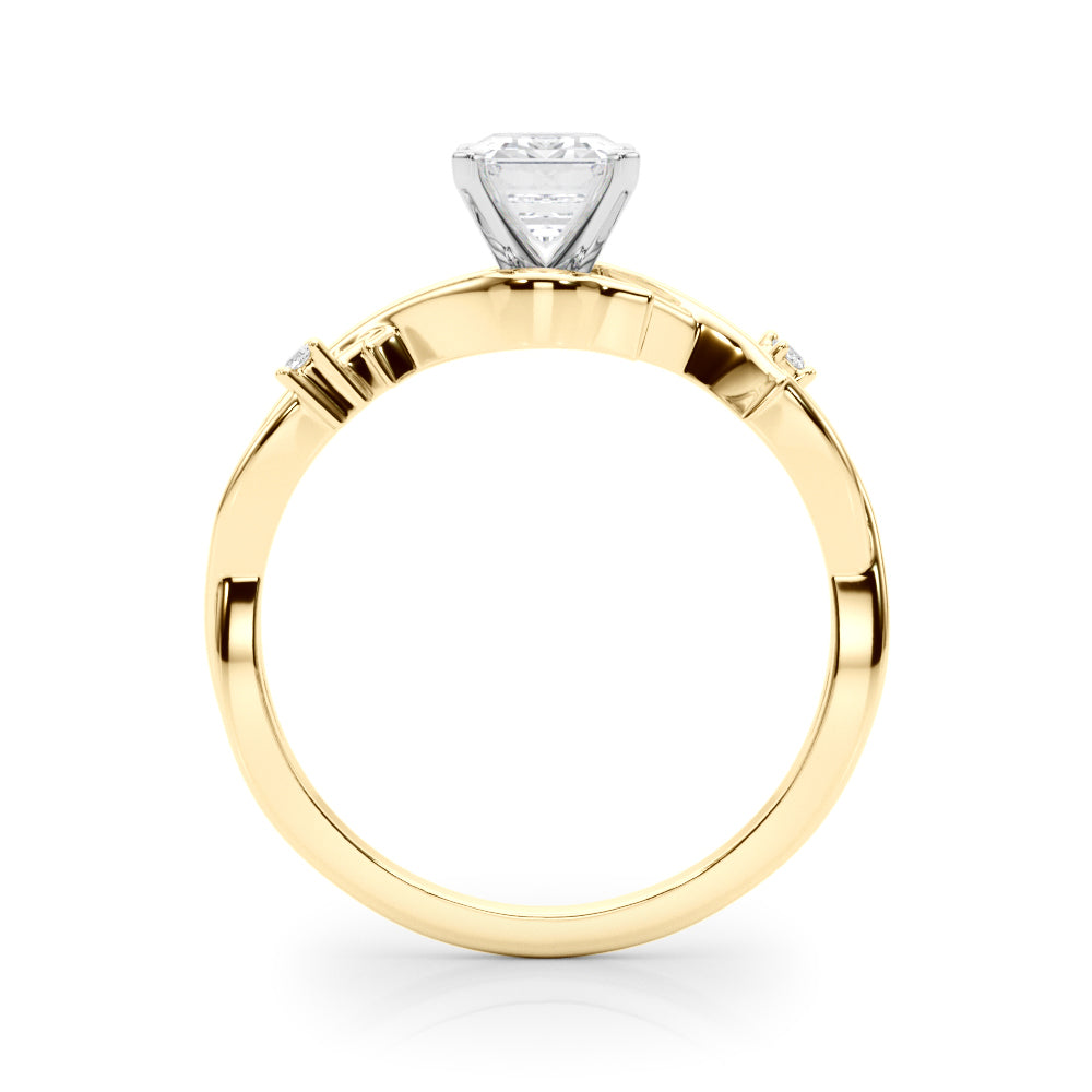 Yellow gold Radiant Solitaire Twisted Band Prong Setting Ring 1