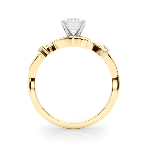 Yellow gold Radiant Solitaire Twisted Band Prong Setting Ring 1