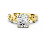 Yellow gold Radiant Solitaire Twisted Band Prong Setting Ring_186