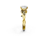Yellow gold Radiant Solitaire Twisted Band Prong Setting Ring_188