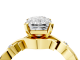 Yellow gold Radiant Solitaire Twisted Band Prong Setting Ring_190