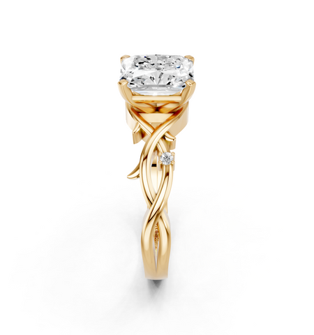 Yellow gold Radiant Solitaire Twisted Band Prong Setting Ring_19