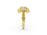 Yellow gold Radiant Solitaire Twisted Band Scroll Prong Ring_5