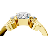 Yellow gold Radiant Solitaire Twisted Band Scroll Prong Ring_7