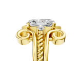 Yellow gold Radiant Solitaire Twisted Band Scroll Prong Ring_8
