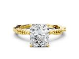 Yellow gold Radiant Solitaire Twisted Band with Bead Prong Setting_360