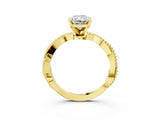 Yellow gold Radiant Solitaire Twisted Band with Bead Prong Setting_363