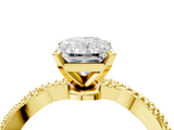 Yellow gold Radiant Solitaire Twisted Band with Bead Prong Setting_364