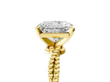 Yellow gold Radiant Solitaire Twisted Band with Bead Prong Setting_365