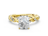 Yellow gold Radiant Solitaire Twisted Band with Pavé Accents and Four-Prong Setting_16
