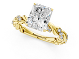 Yellow gold Radiant Solitaire Twisted Band with Pavé Accents and Four-Prong Setting_17