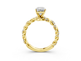 Yellow gold Radiant Solitaire Twisted Band with Pavé Accents and Four-Prong Setting_19