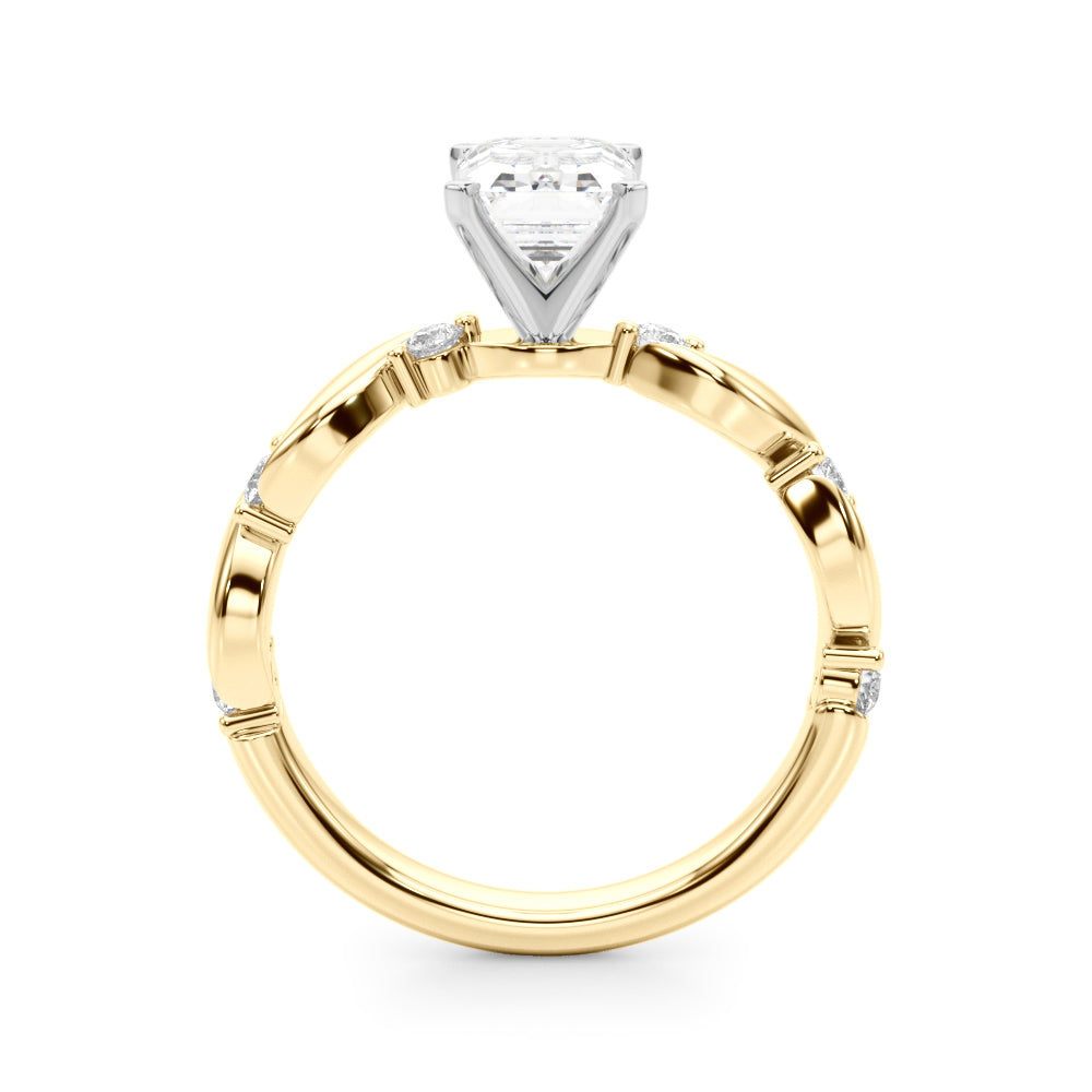 Yellow gold Radiant Solitaire Twisted Band with Prong Setting 1