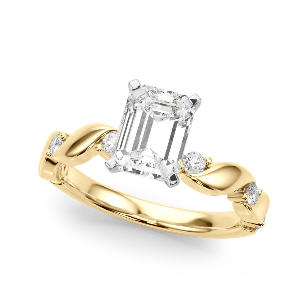 Yellow gold Radiant Solitaire Twisted Band with Prong Setting 2
