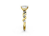 Yellow gold Radiant Solitaire Twisted Band with Prong Setting 2